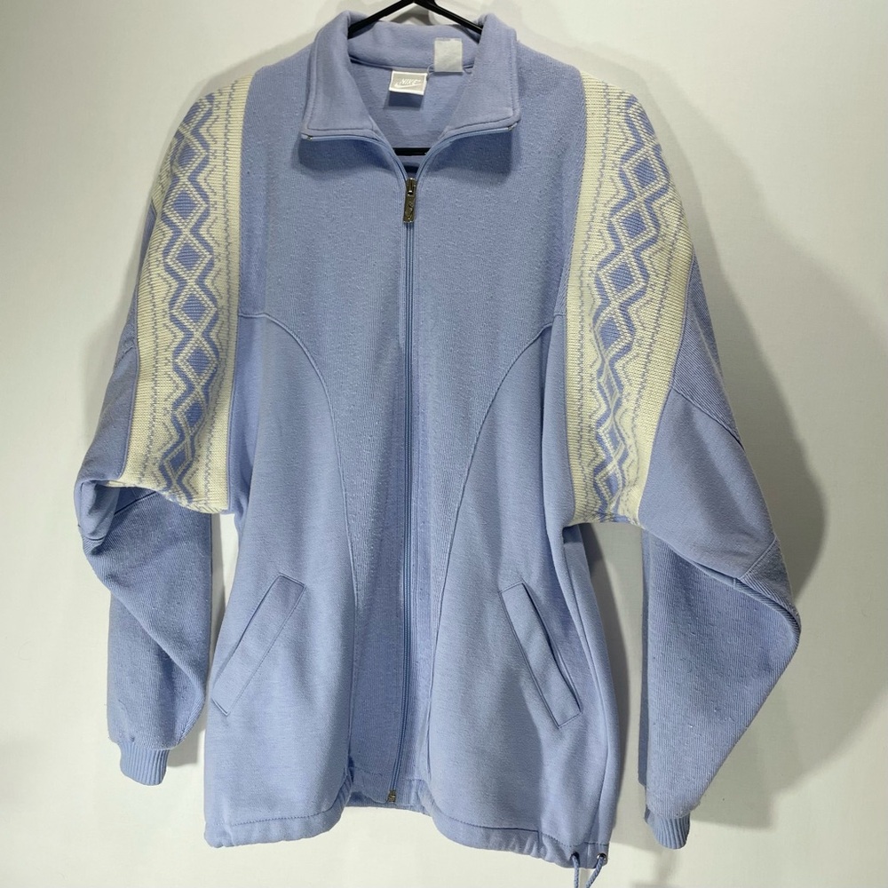 Vintage Nike Light Blue Zip-Up jacket Womens Medium Retro Athletic 90s Y2K